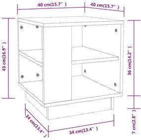 Τραπεζάκι Σαλονιού Καφέ Δρυς 40x40x43 εκ. Επεξεργασμένο Ξύλο - Καφέ