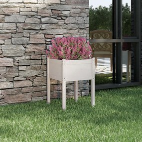 vidaXL Ζαρντινιέρα Λευκή 50 x 50 x 70 εκ. από Μασίφ Ξύλο Πεύκου