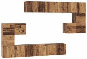 vidaXL Σετ επίπλου τηλεόρασης 10 pcs Παλαιό ξύλο 180 x 30 x 90.5 εκ