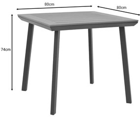 Τραπέζι Synergy αλουμίνιο ανθρακί-plywood φυσικό 80x80x74εκ 80x80x74 εκ.