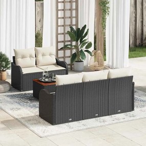 vidaXL Σετ Καναπέ Κήπου με μαξιλάρι 6 pcs Μαύρο, Κρέμα 55 x 55 x 37 εκ