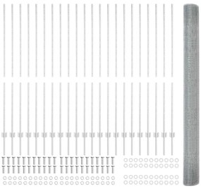vidaXL Φράχτης με Στήλες. Ασημί 1.6 x 50 m Ατσάλι