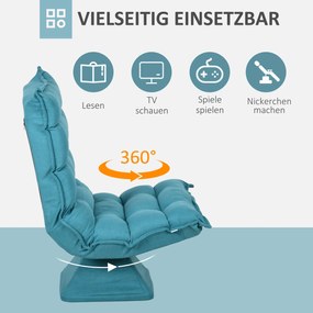 HOMCOM Πολυθρόνα Relax Πολυθρόνα Ανάγνωσης, Περιστρεφόμενη, Βελούδινη Όψη, 62 cm x 70 cm x 95 cm, Μπλε
