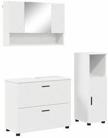 vidaXL Σετ Επίπλων Μπάνιου με συρτάρι 3 pcs Λευκό 76,5 x 35 x 64 εκ
