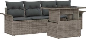 vidaXL Σετ Καναπέ Κήπου με μαξιλάρι 5 pcs Γκρι Πολυ Ρατάν