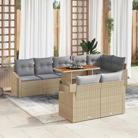 vidaXL Σετ Καναπέ Κήπου με αποθήκευση 9 pcs Μπεζ Πολυ ράταν