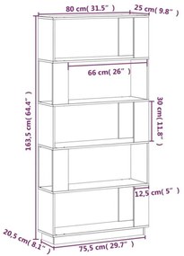 Βιβλιοθήκη/Διαχωριστικό Χώρου 80x25x163,5 εκ. Μασίφ Ξύλο Πεύκου - Καφέ