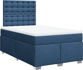 vidaXL Κρεβάτι Boxspring με Στρώμα Μπλε 120x190 εκ. Υφασμάτινο