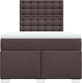 vidaXL Κρεβάτι Boxspring με Στρώμα Σκούρο Καφέ 120x200 εκ. Υφασμάτινο
