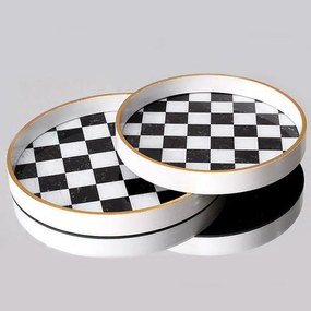 Διακοσμητικοί Δίσκοι 752-16088 (Σετ 2τμχ) 28x28x3cm, 24x24x3cm White-Black Estheti Home Πλαστικό