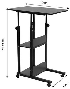 Βοηθητικό τραπέζι Babs τροχήλατο καρυδί-μαύρο 60x40x86εκ 60x40x92 εκ.