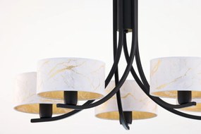Κρεμαστό Πολύφωτο Arthur Φ75cm Μαύρο με Λευκό Ύφασμα