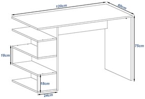 Γραφείο Ξύλινο JOWELL White/Tacho 120x60x75