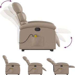 vidaXL Πολυθρόνα Μασάζ Ανακλινόμενη με Ανύψωση Καπουτσίνο Συνθ. Δέρμα