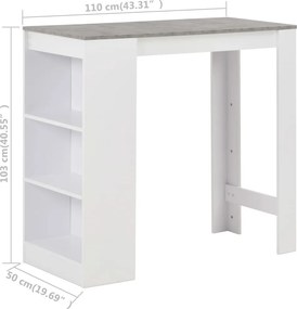vidaXL Τραπέζι Μπαρ με Ράφι Λευκό 110 x 50 x 103 εκ.