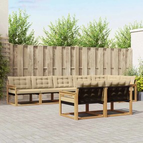 vidaXL Σειρά Καναπέ Εξωτερικού με μαξιλάρι 8 pcs Λευκό και Μπεζ