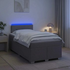 vidaXL Κρεβάτι Box Spring με Στρώμα και LED Taupe 120 x 200 cm Ύφασμα