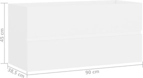 vidaXL Ντουλάπι Νιπτήρα Λευκό 90 x 38,5 x 45 εκ. από Επεξ. Ξύλο