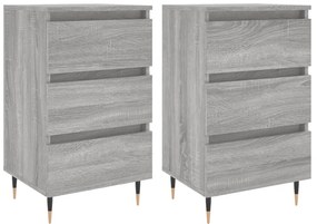 vidaXL Κομοδίνα 2 τεμ. Γκρι Sonoma 40x35x69 εκ. από Επεξεργασμένο Ξύλο