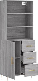 vidaXL Ντουλάπι Γκρι Sonoma 69,5 x 34 x 180 εκ. Επεξεργασμένο Ξύλο