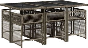 vidaXL Σετ Τραπεζαρίας Κήπου 7 τεμ. Γκρι Συνθ. Ρατάν με Μαξιλάρια