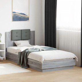 Πλαίσιο Κρεβατιού με Κεφαλάρι και LED Γκρι sonoma 100 x 200 εκ. - Γκρι