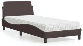 vidaXL Κρεβάτι με Στρώμα Σκούρο Καφέ 90x190 εκ. Υφασμάτινο