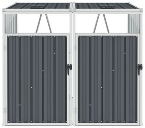 vidaXL Πλαίσιο Διπλό για Κάδους Γκρι 143 x 81 x 121 εκ. Ατσάλινο