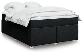 vidaXL Κρεβάτι Boxspring με Στρώμα Μαύρο 140x190 εκ. Υφασμάτινο