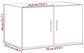 Ντουλάπι Τοίχου Μαύρο 70x42,5x40 εκ. από Επεξεργασμένο Ξύλο - Μαύρο