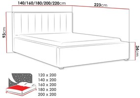 Κρεβάτι Pomona 111, Μονόκλινο, Γκρι, 120x200, Ταπισερί, Τάβλες για Κρεβάτι, 140x223x93cm, 75 kg | Epipla1.gr