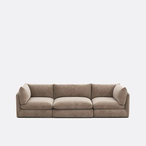 Μοντέρνος αρθρωτός καναπές 3 θέσεων από μελανζέ πολυεστέρα, MALO