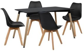 Σετ τραπεζαρίας C10231 5τμχ με Τραπέζι MINIMAL 120x80x73εκ. &amp; Καρέκλες VEGAS Μαύρες