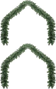 vidaXL Χριστουγεννιάτικη στεφάνη 2 pcs Πράσινο 20 m PVC