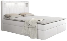 Κρεβάτι continental Baltimore 131, Διπλό, Continental, Άσπρο, 200x200, Οικολογικό δέρμα, Τάβλες για Κρεβάτι, 202x217x123cm, 187 kg, Στρώμα: Ναι