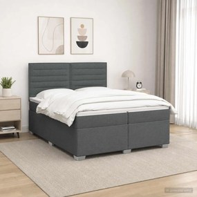vidaXL Κρεβάτι box spring με στρώμα Σκούρο Γκρι 200 x 200 cm Ύφασμα