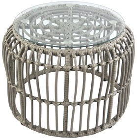 Τραπεζάκι Κήπου ArteLibre ALBIUS Γκρι Rattan/Μέταλλο/Γυαλί Φ50x35cm