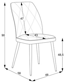 Καρέκλα Vika γκρι ύφασμα-πόδι μαύρο μέταλλο 48x58x90εκ 48x58x90 εκ.