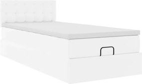 vidaXL Οθωμανικό κρεβάτι με στρώμα Λευκό 90x200cm Faux Leather