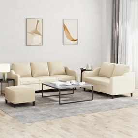 vidaXL Πολυθρόνες Σετ 3 Τεμαχίων Κρεμ από Ύφασμα με Μαξιλάρια