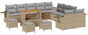 vidaXL Σετ Καναπέ Κήπου 14 pcs Μπεζ συνθετικό ρατάν