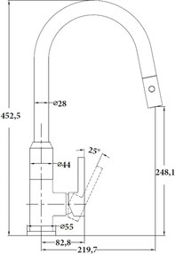 Sparke Pearl 01 Chrome - Μπαταρία Κουζίνας με Ντους