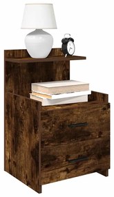 Κομοδίνα 2 τεμ. με 2 Συρτάρια σε Καπνιστή Δρυς 40x36,5x62 εκ.