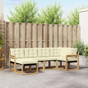 vidaXL Σειρά Καναπέ Εξωτερικού με μαξιλάρι 6 pcs Λευκό και Κρεμ