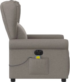 vidaXL Πολυθρόνα Μασάζ Ηλεκτρική Ανακλινόμενη Taupe Υφασμάτινη