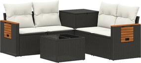 vidaXL Σετ Καναπέ 6 τμχ. Μαύρο και Κρεμ Λευκό 55 x 55 x 37 εκ