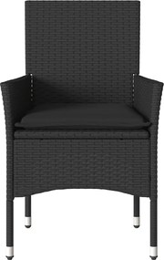 vidaXL Καρέκλες Κήπου 2 τεμ. Μαύρες από Συνθετικό Ρατάν με Μαξιλάρια
