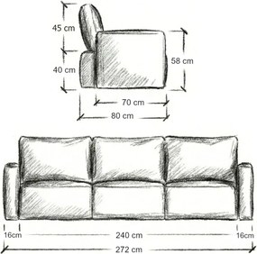 Τριθέσιος Καναπές Queen