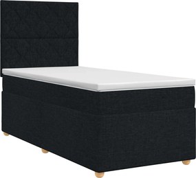 vidaXL Κρεβάτι box spring με στρώμα Μαύρο 90 x 190 cm Ύφασμα