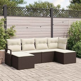 vidaXL Σετ Καναπέ Κήπου 6 pcs Καφέ, Κρέμα Πολυ rattan, βαμμένο ατσάλι